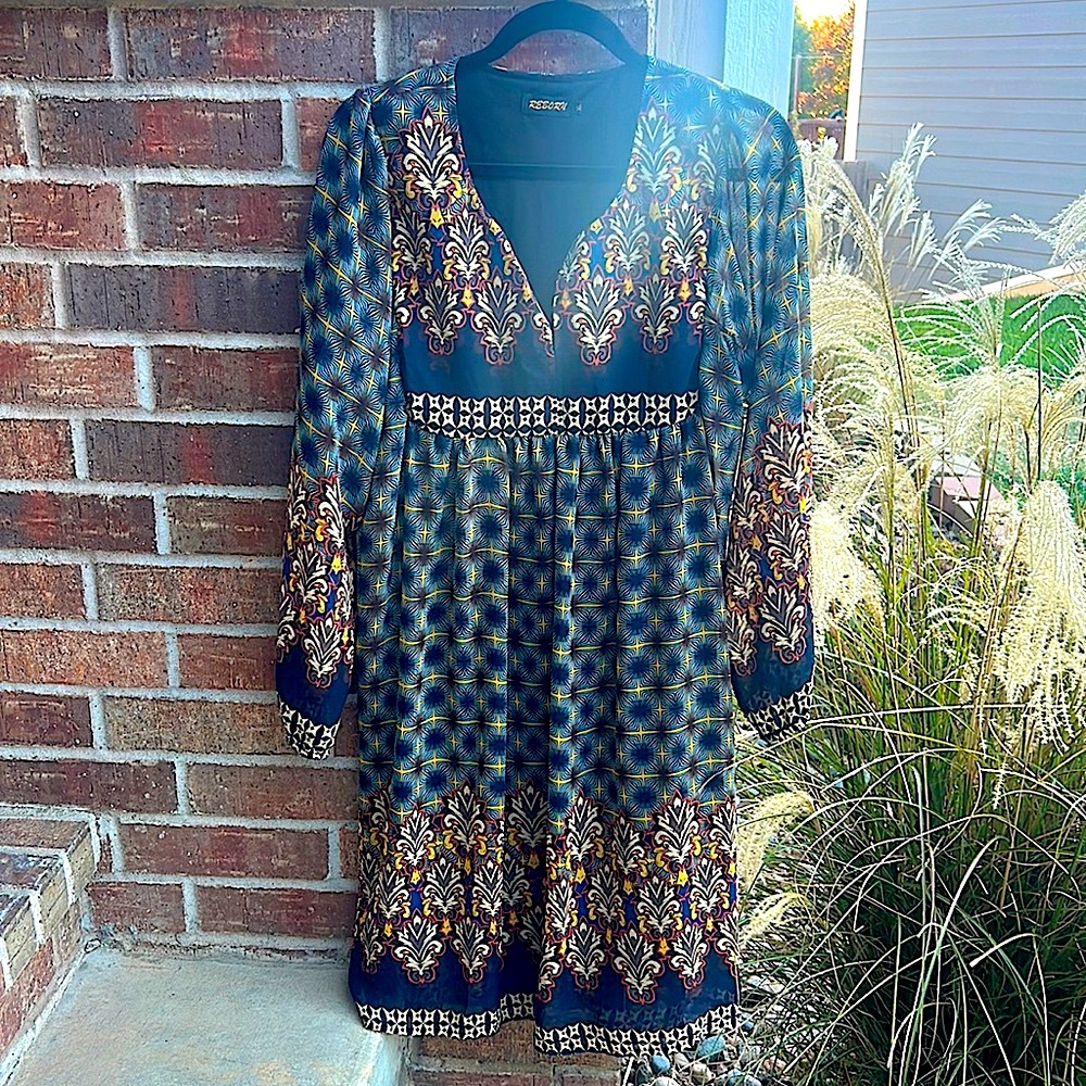 REBORN Ladies XL Boho Style & Print Midi Dress